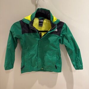 The North Face Windbreaker Jacket Hooded Green Yellow Kids Size XS